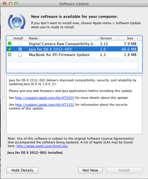 Lion java update