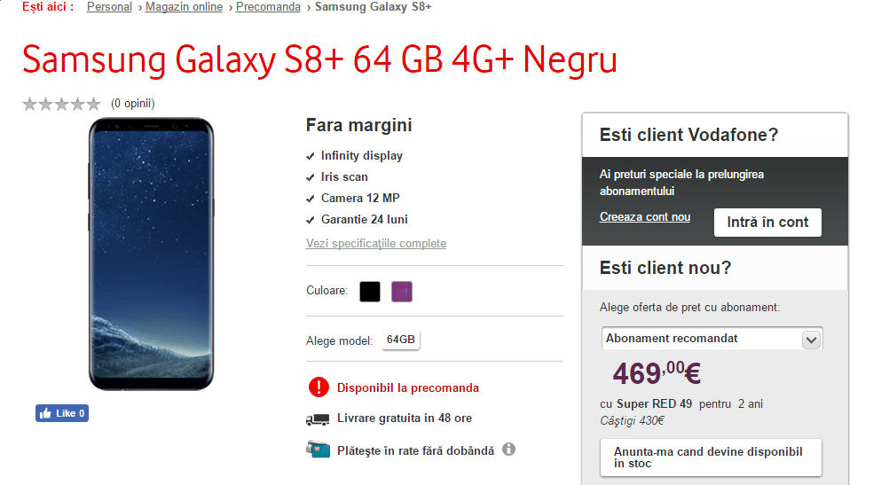 Precomanda galaxy s8 vodafo