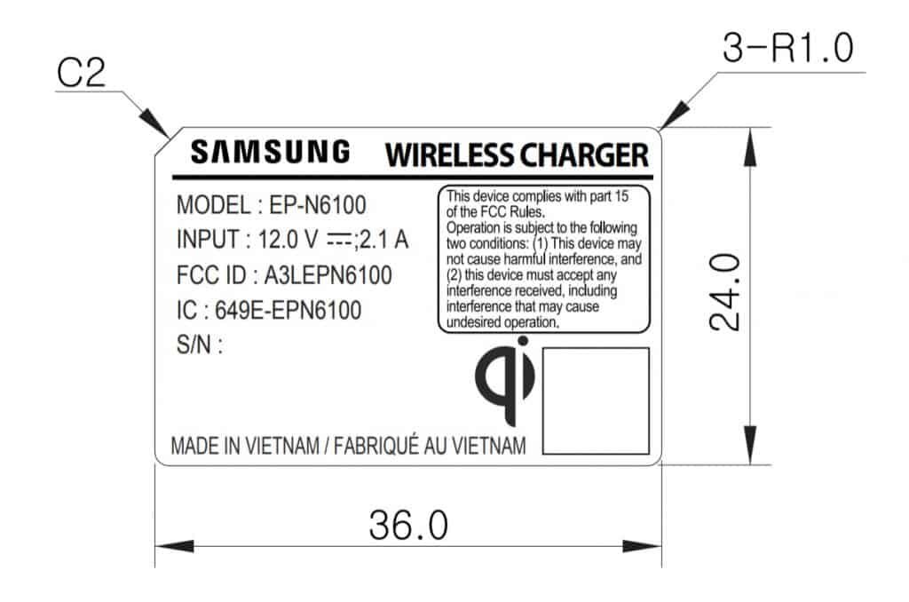 Note 9 EP N6100 wireless charger