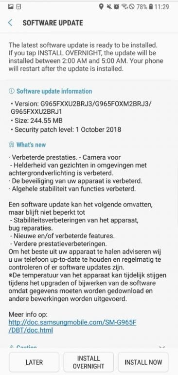 Galaxy S9 primește un update care îmbunătățește camera de selfie