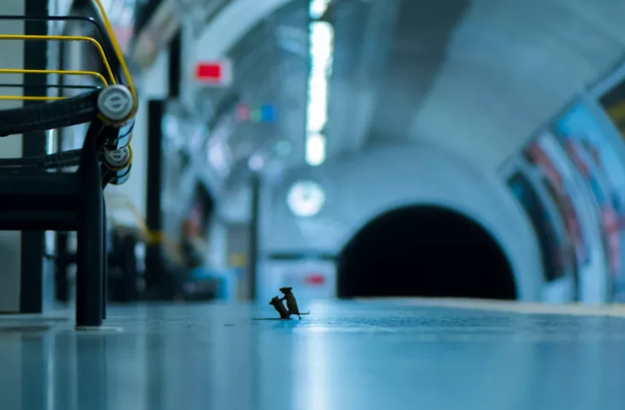 „Încăierare la metrou”. O fotografie cu doi șoareci, „Wildlife Photographer of the Year”