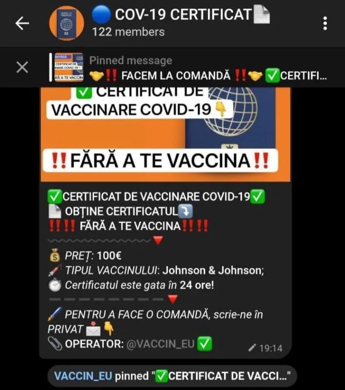 certificate false de vaccinare
