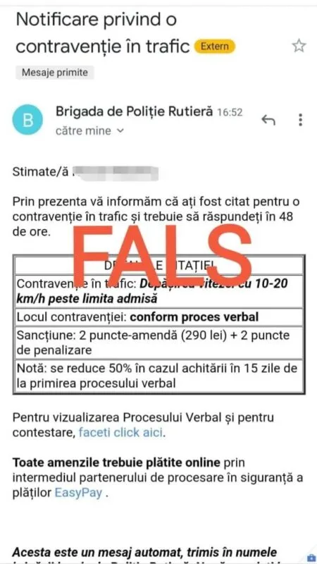 amenzi pe email