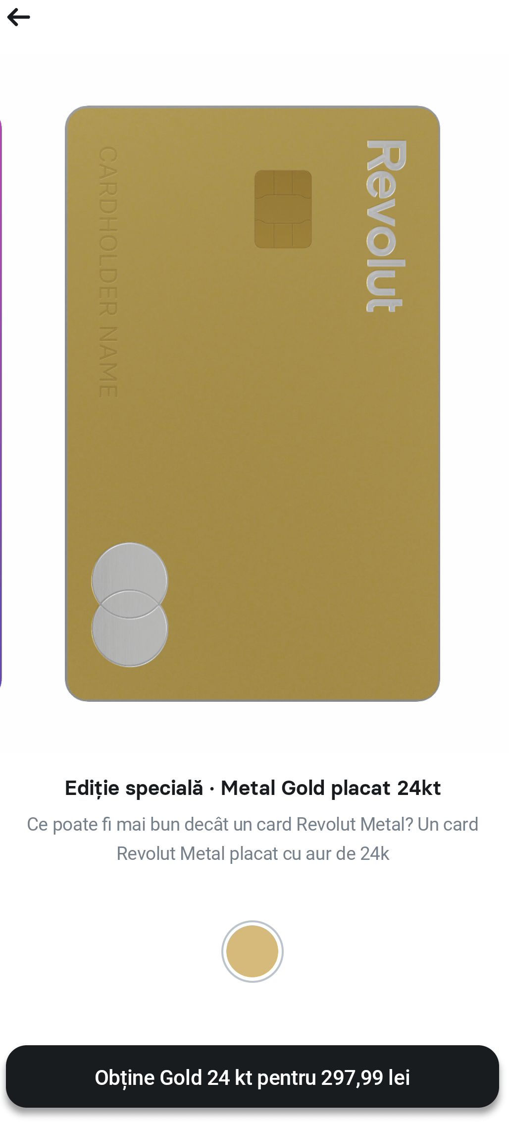 Revolut Gold — Imagine 2 Gold card App comanda