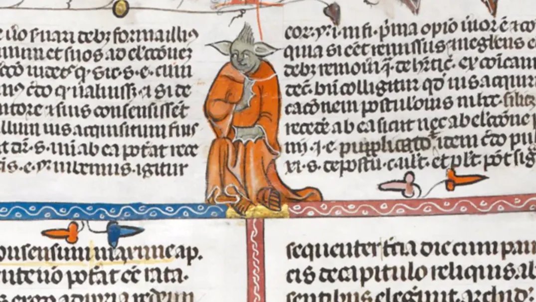 Yoda manuscris Maestrul Jedi Yoda, din Star Wars, intr-un manuscris din secolul XIV!