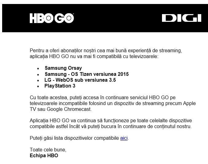 HBO Go — Imagine 2 Hbo eliminare aplicatie televizoare vechi