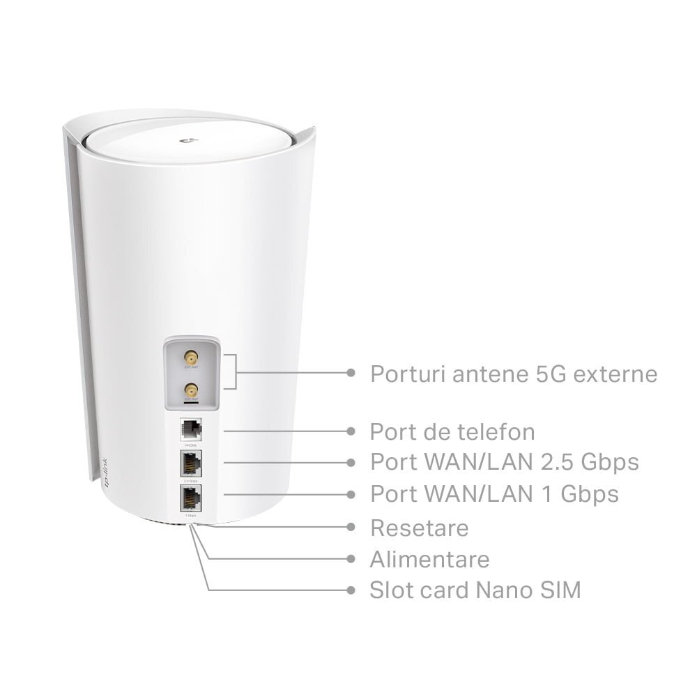TP-Link Deco X80-5G — Imagine 3 1TP Link Deco X80 5G 1 pack Sistem Mesh Wi Fi wifi 6 AX6000 conexiune 5G retea wireless router internet portabil large 20220726090124d