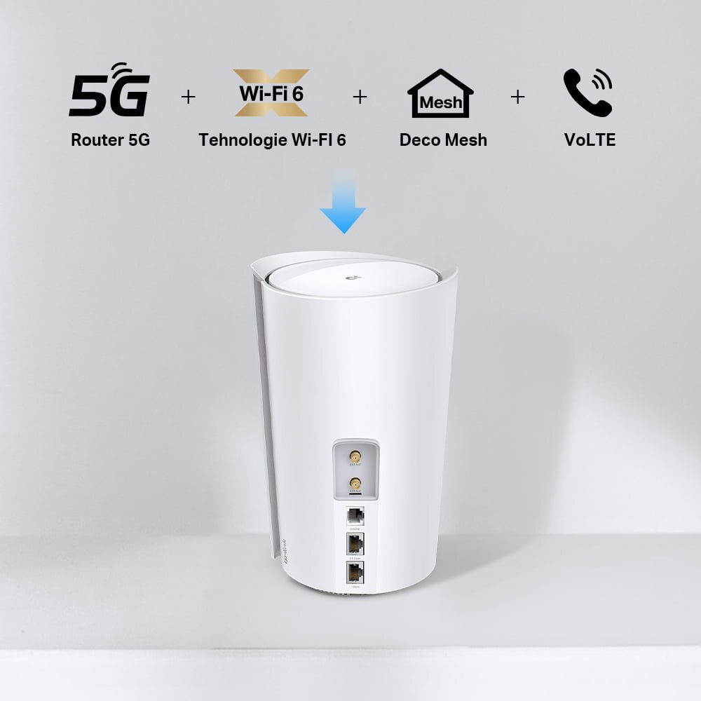 TP-Link Deco X80-5G TP-Link Deco X80-5G. Primul mesh Wi-Fi 6 cu tehnologie 5G TP-Link din România