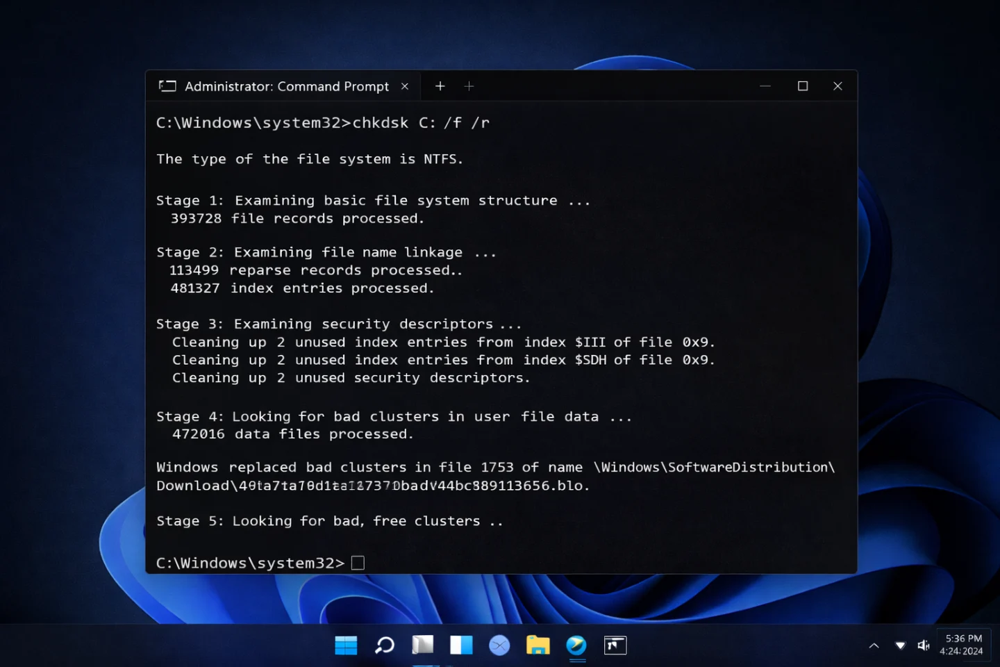CHKDSK este una dintre cele mai utile comenzi pentru erori de disc