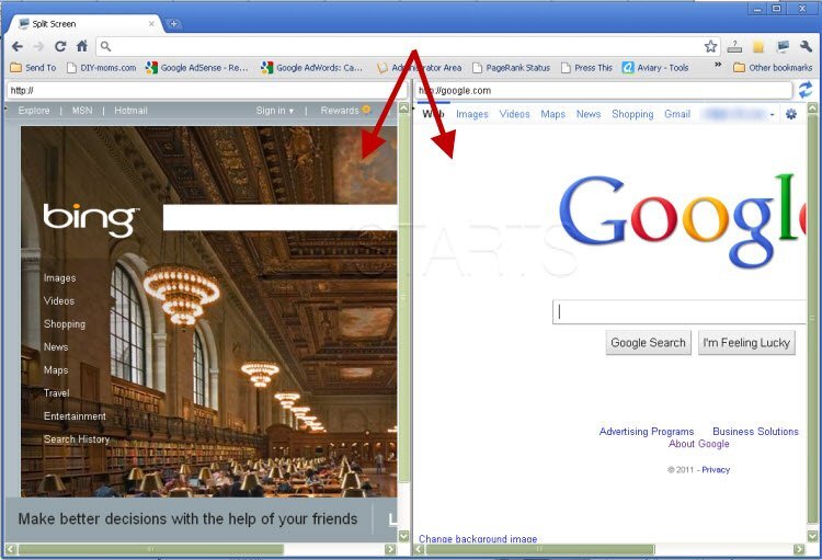 Google chrome split view