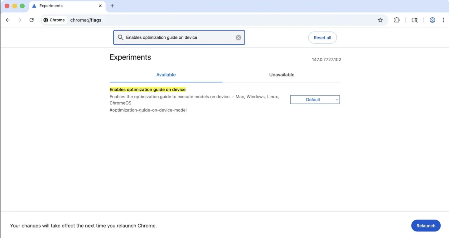 Enable optimization guide on device
