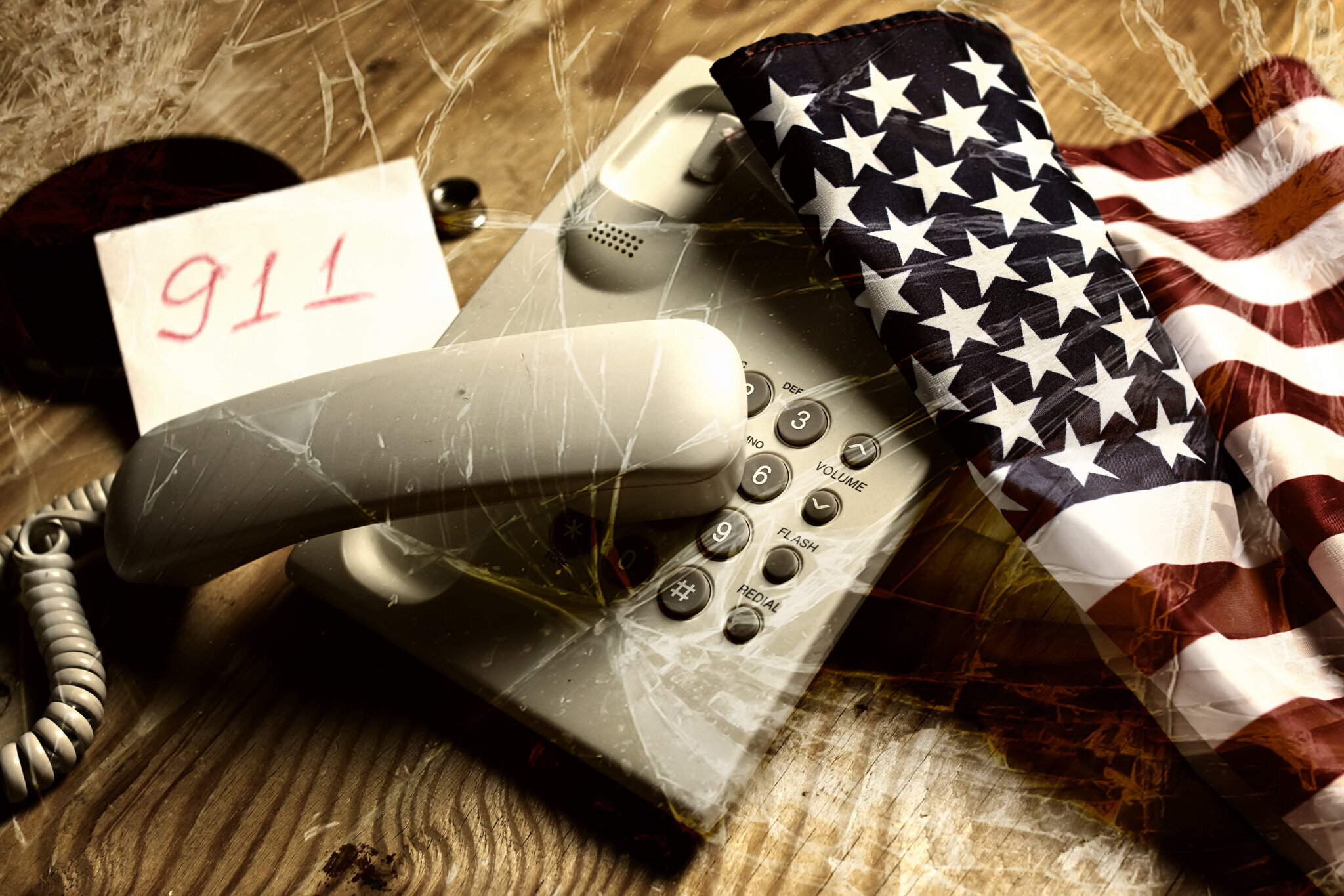 Distressed phone with american flag symbolism 03 26 01 36 38 utc