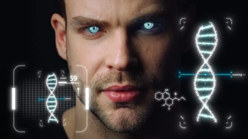 Man with glowing eyes and futuristic data 03 26 05 20 09 utc