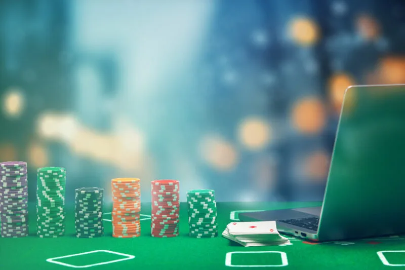 Online poker game setup with colorful chips and pl 03 09 01 52 29 utc