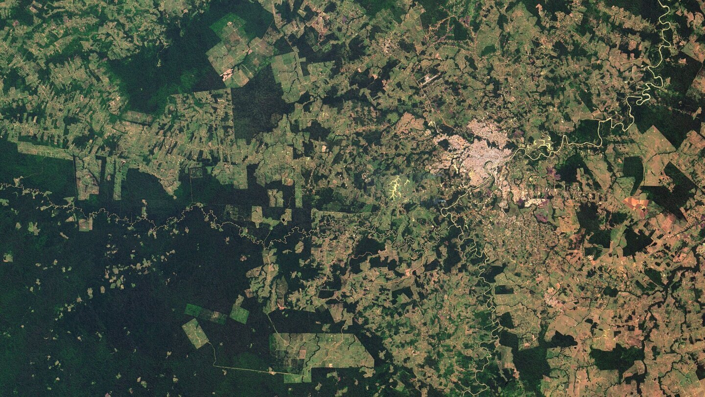 Imagine satelitară a zonei Rio Branco, în Acre, teritoriul locuit de civilizația Aquiry