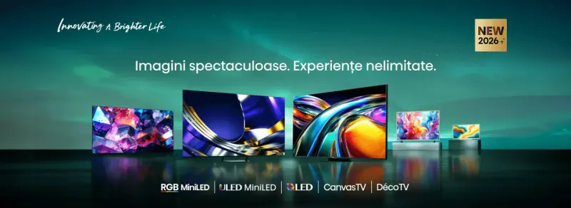 Televizoare Hisense 2026: RGB MiniLED cu cyan și ecrane de 100 inch