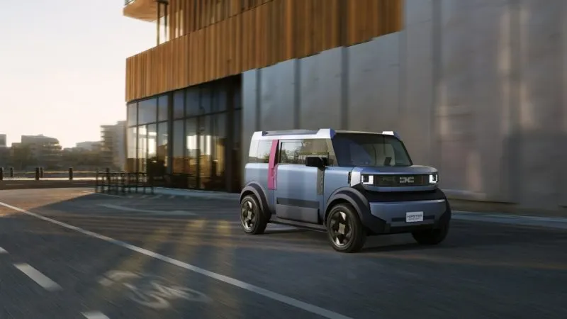 Conceptul Dacia Hipster, un vehicul electric urban mic, cu caroserie cubică și patru locuri