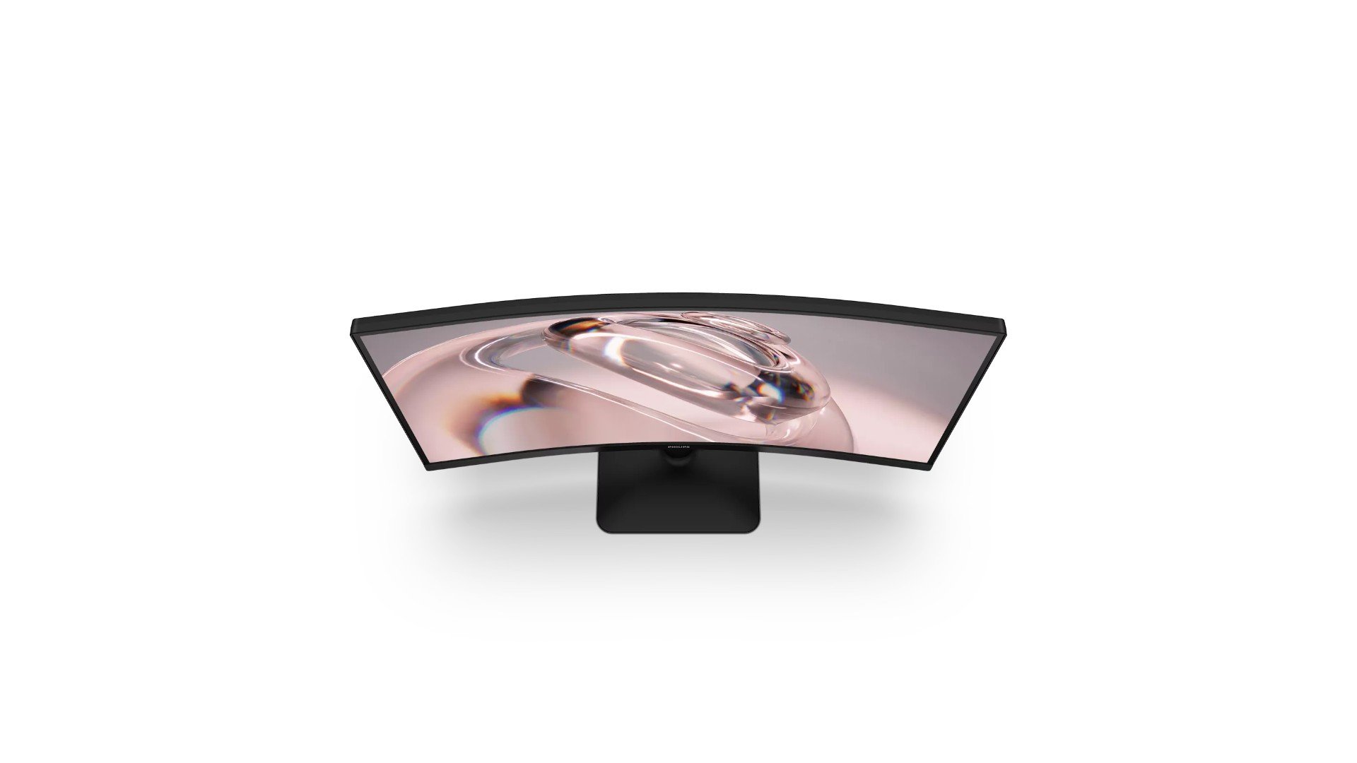 Unul dintre monitoarele curbate Philips, modelul 27E3C2500, văzut de sus, cu ecranul curbat 1500R